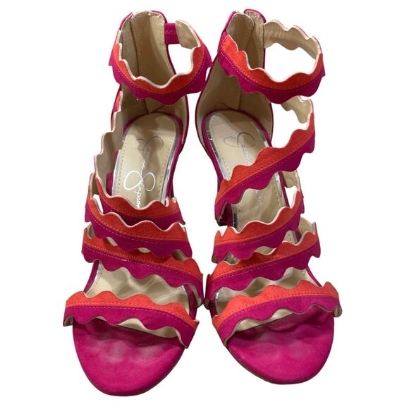 Jessica Simpson Caveena Strappy Heel Shoe Pumps Sandals Size 7M Pink Orange - Picture 4 of 14